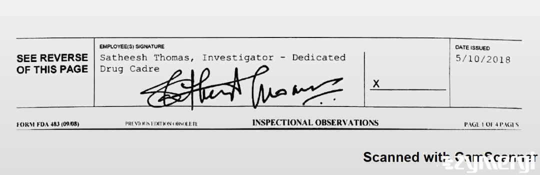 Satheesh Thomas FDA Investigator 