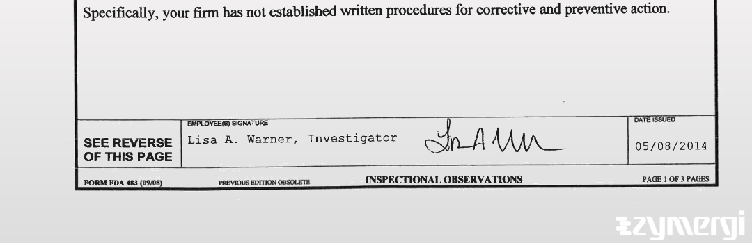 Lisa A. Warner FDA Investigator 
