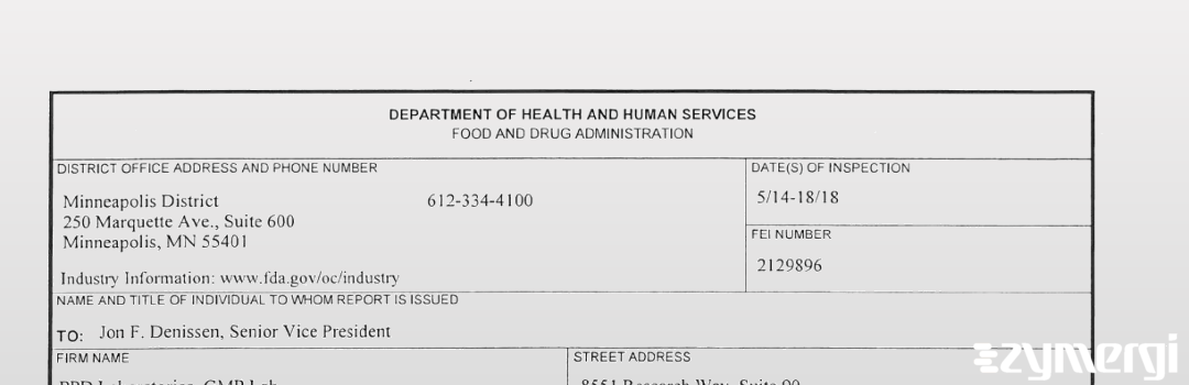 FDANews 483 PPD Development, LLC May 18 2018 top