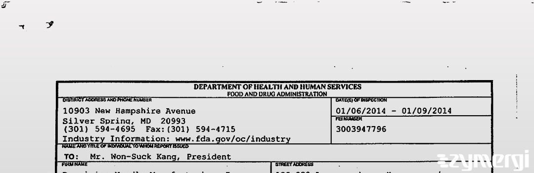 FDANews 483 Precision Needle Manufacturing, Inc. Jan 9 2014 top