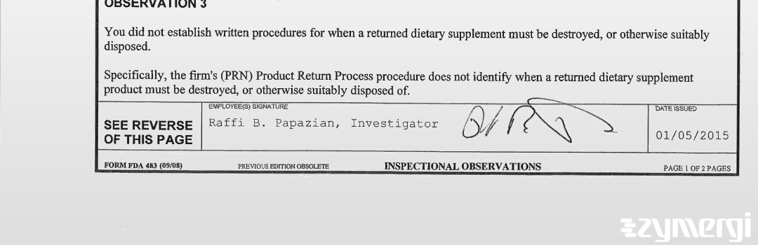 Raffi B. Papazian FDA Investigator 