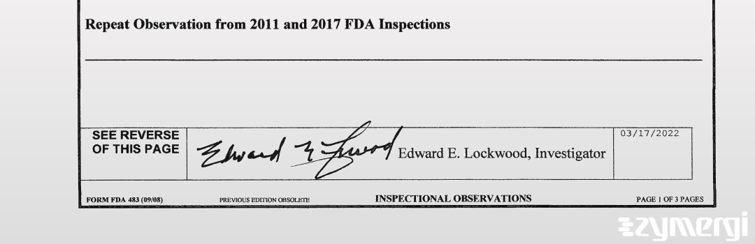 Edward E. Lockwood FDA Investigator