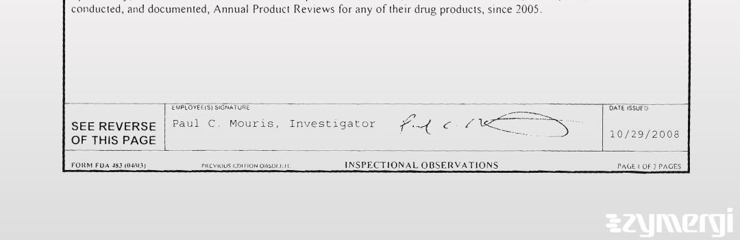 Paul C. Mouris FDA Investigator 