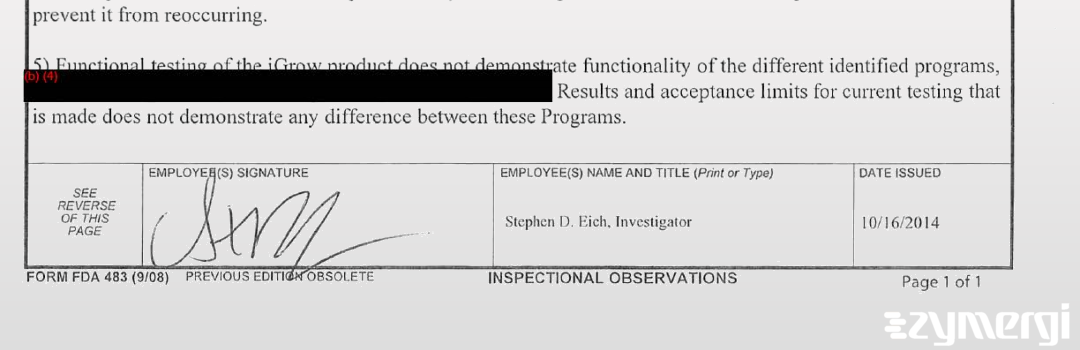 Stephen D. Eich FDA Investigator