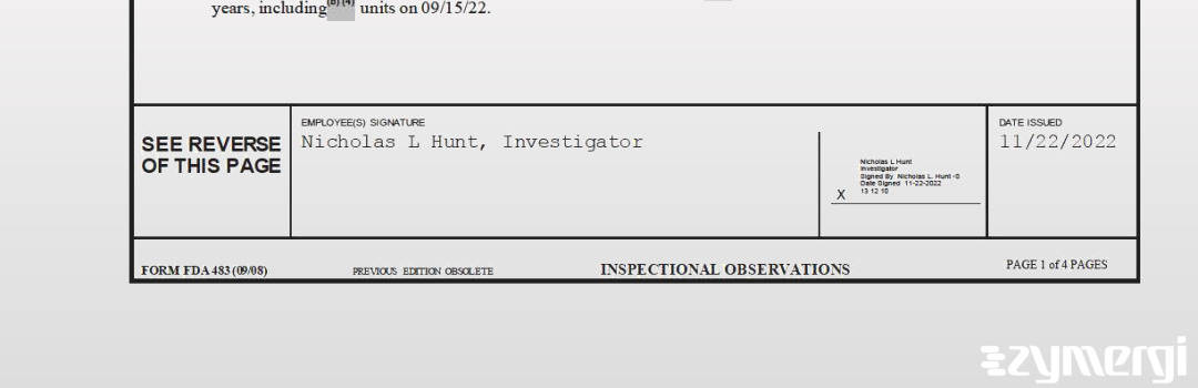 Nicholas L. Hunt FDA Investigator 