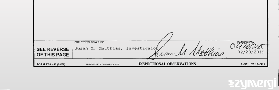 Susan M. Matthias FDA Investigator 