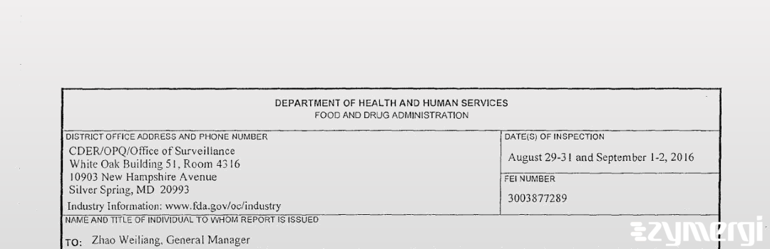 FDANews 483 Qilu Antibiotics (Linyi) Pharmaceutical Co. Ltd. Sep 2 2016 top