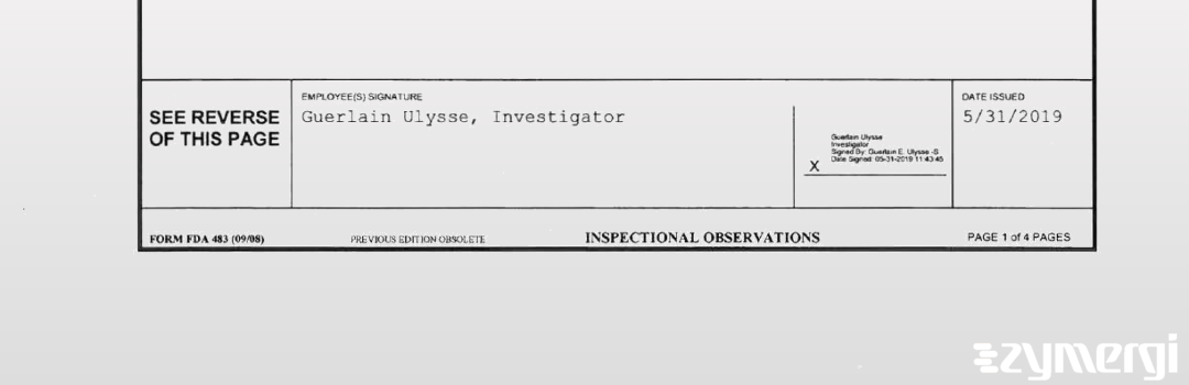 Guerlain Ulysse FDA Investigator 