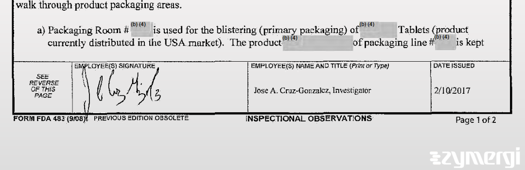 Jose A. Cruz Gonzalez FDA Investigator Cruz Gonzalez, Jose A FDA Investigator
