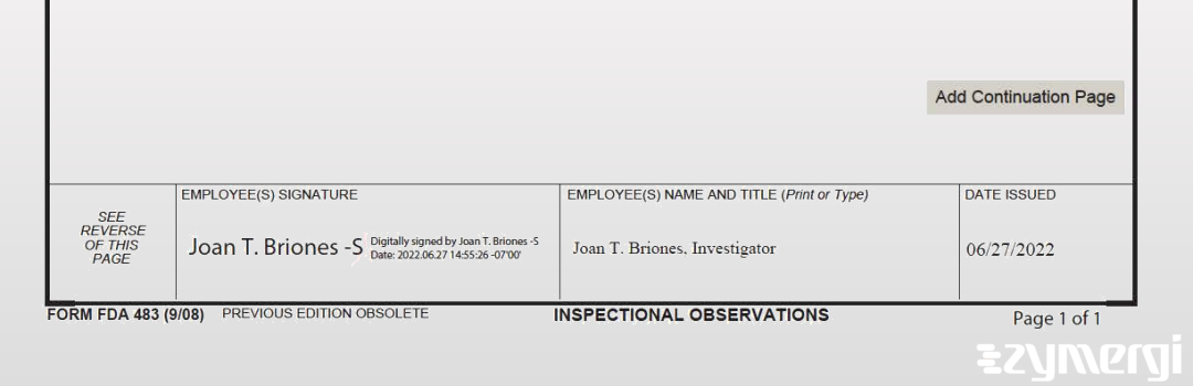 Joan T. Briones FDA Investigator 