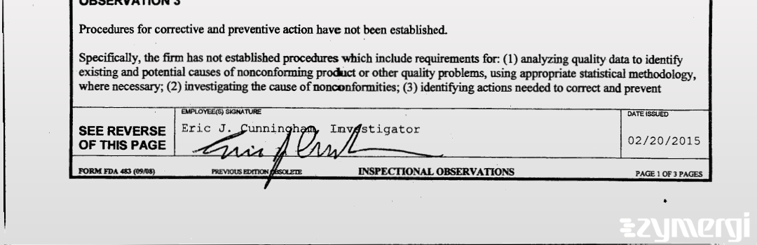 Eric J. Cunningham FDA Investigator 