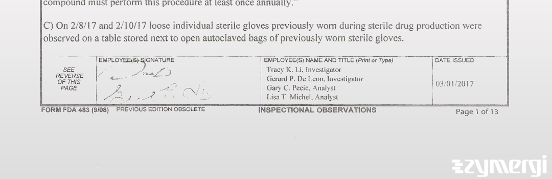 Tracy K. Li FDA Investigator Gerard P. De Leon FDA Investigator De Leon, Gerard P FDA Investigator