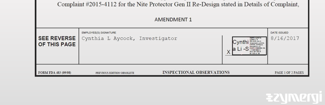 Cynthia L. Aycock FDA Investigator 