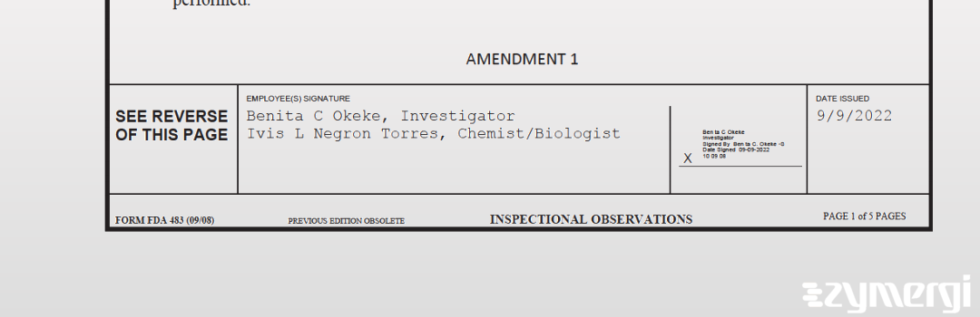 Ivis L. Negron Torres FDA Investigator Benita C. Okeke FDA Investigator Negron Torres, Ivis L FDA Investigator 