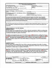 FDAzilla FDA 483 Reading Hospital, West Reading | December 2015