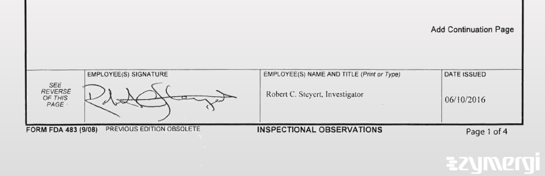 Robert C. Steyert FDA Investigator 