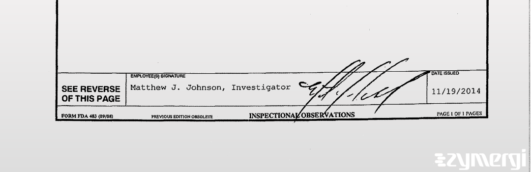 Matthew J. Johnson FDA Investigator 
