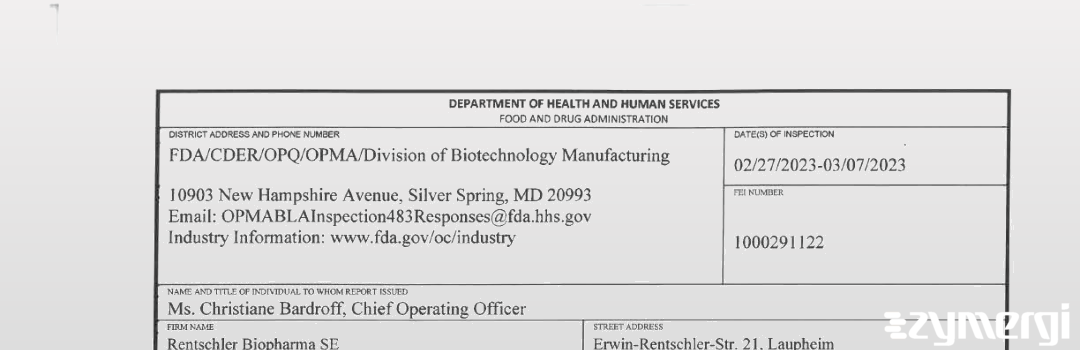 FDANews 483 Rentschler Biopharma SE Mar 7 2023 top
