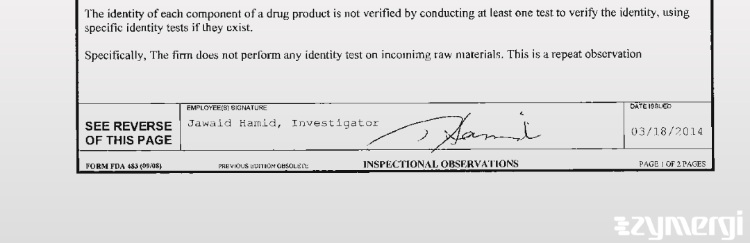Jawaid Hamid FDA Investigator 