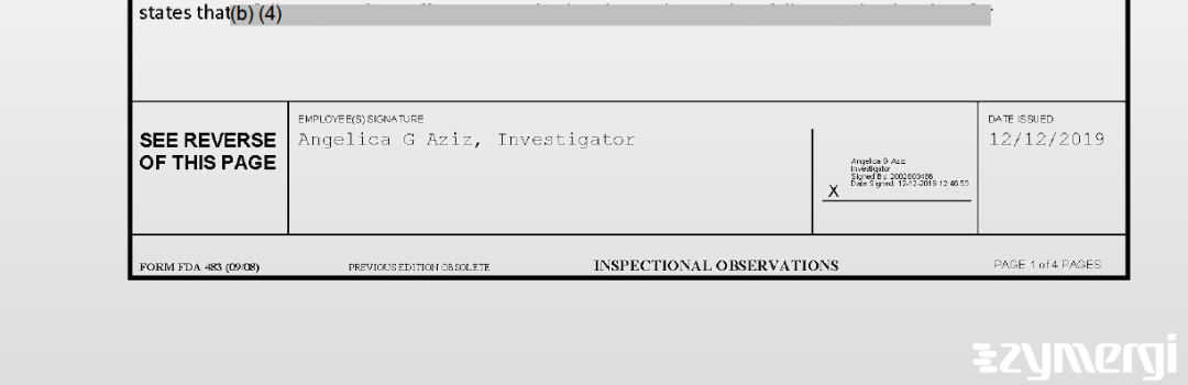 Angelica G. Aziz FDA Investigator 