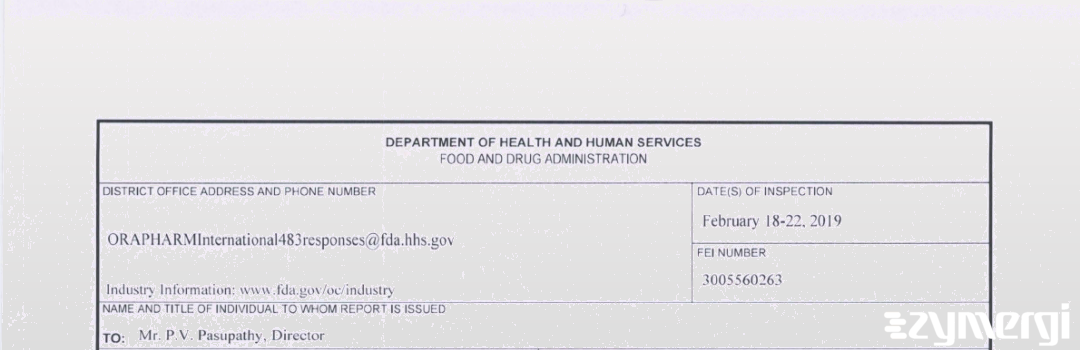 FDANews 483 R.L. Fine Chem Private Limited Feb 22 2019 top
