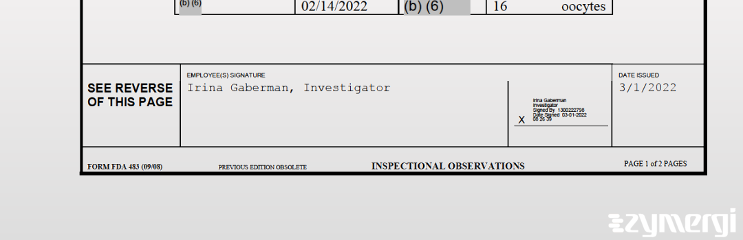 Irina Gaberman FDA Investigator 
