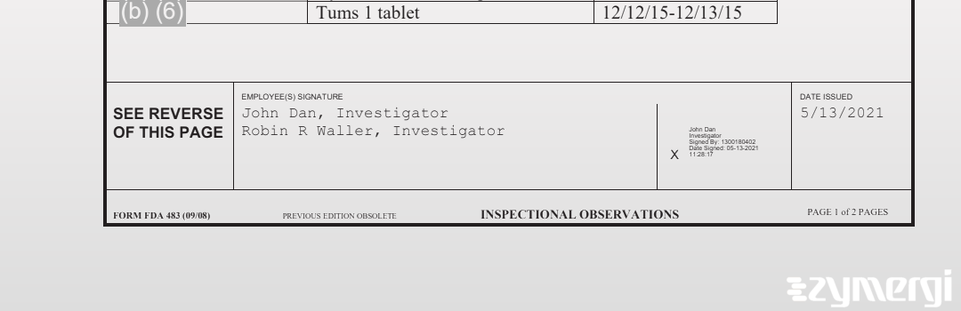 John Dan FDA Investigator Robin R. Waller FDA Investigator 