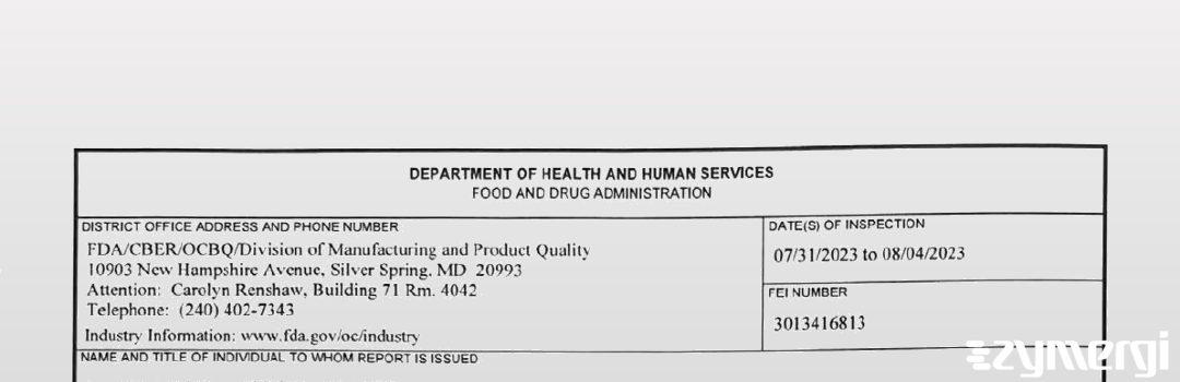 FDANews 483 ROSLIN CELL THERAPIES LIMITED Aug 4 2023 top