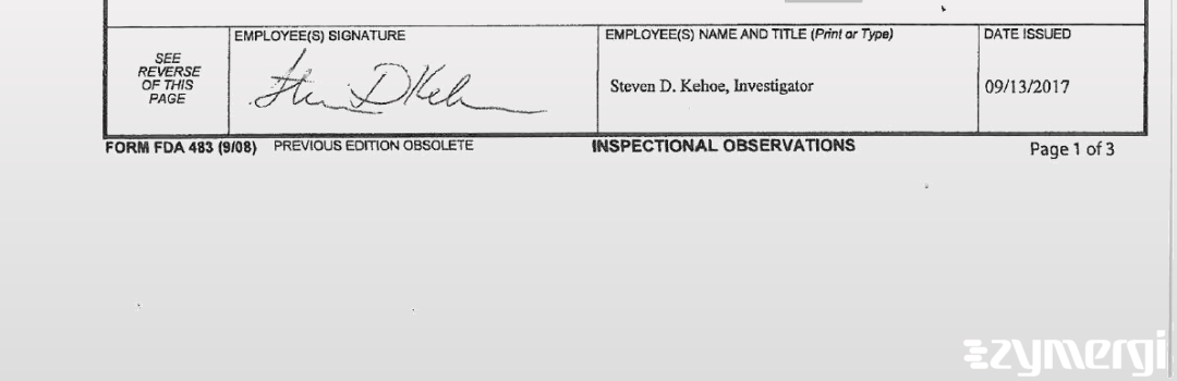 Steven D. Kehoe FDA Investigator 