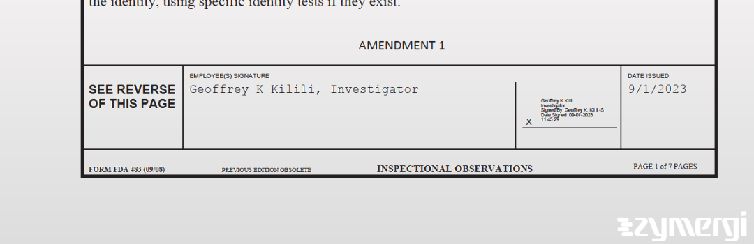 Geoffrey K. Kilili FDA Investigator