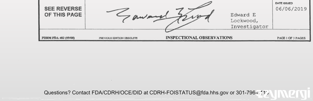 Edward E. Lockwood FDA Investigator