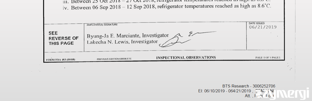 Byungja E. Marciante FDA Investigator Lakecha N. Lewis FDA Investigator 