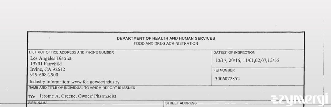 FDANews 483 San Diego Compounding Pharmacy Nov 15 2016 top