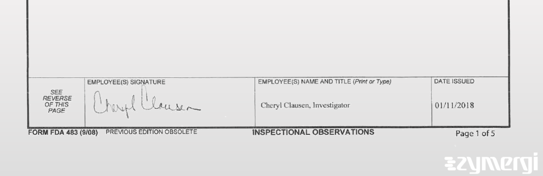 Cheryl A. Clausen FDA Investigator 