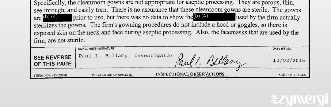 Paul L. Bellamy FDA Investigator Thomas E. Friel FDA Investigator 
