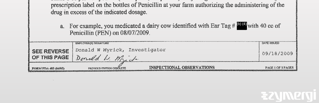 Donald W. Myrick FDA Investigator Wendy M. Stark FDA Investigator 