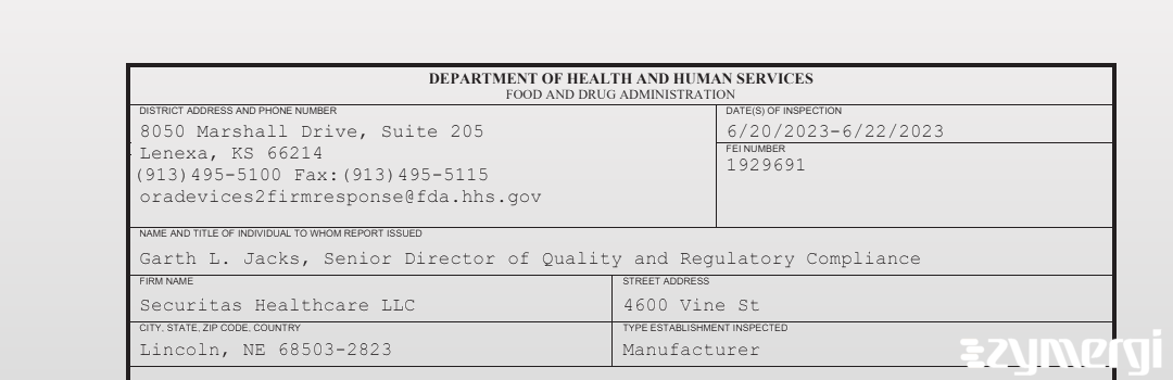 FDANews 483 Securitas Healthcare LLC Jun 22 2023 top