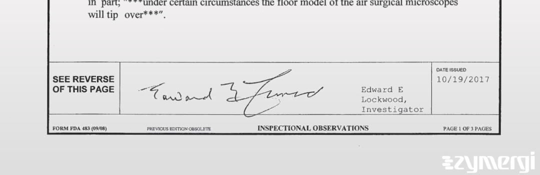 Edward E. Lockwood FDA Investigator