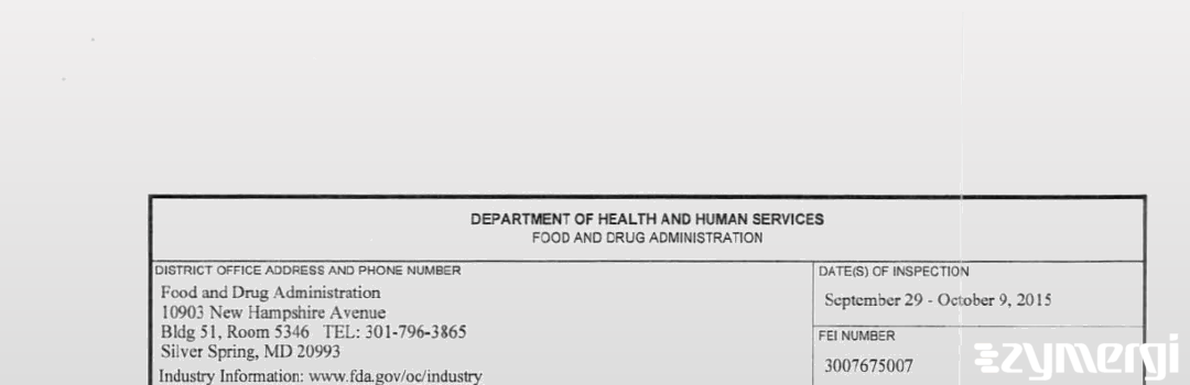 FDANews 483 Semler Research Center Private Limited Oct 9 2015 top