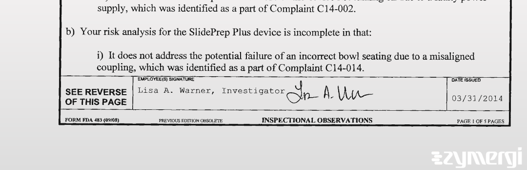 Lisa A. Warner FDA Investigator 