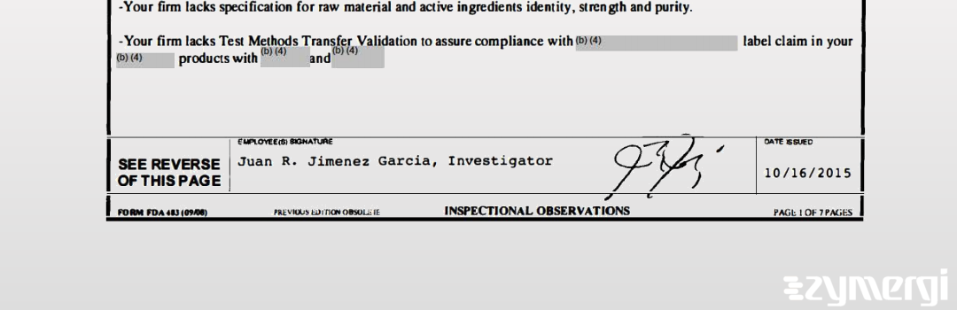 Juan R. Jimenez Garcia FDA Investigator Jimenez Garcia, Juan R FDA Investigator