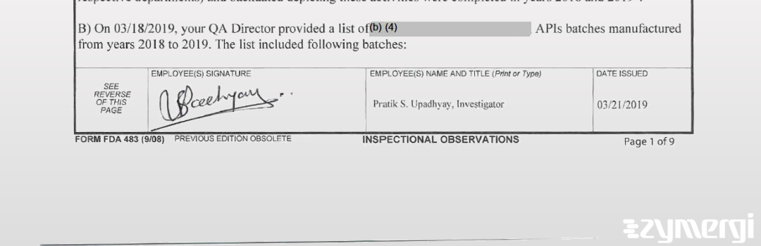 Pratik S. Upadhyay FDA Investigator 