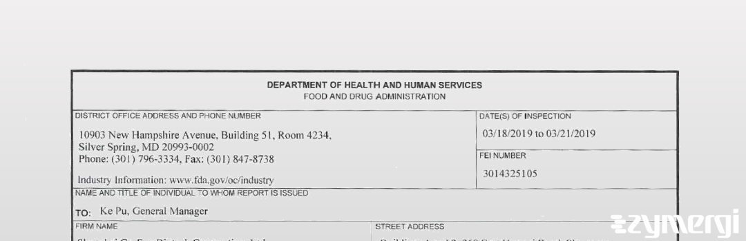FDANews 483 Shanghai Co-Fun Biotech Corp., Ltd. Mar 21 2019 top