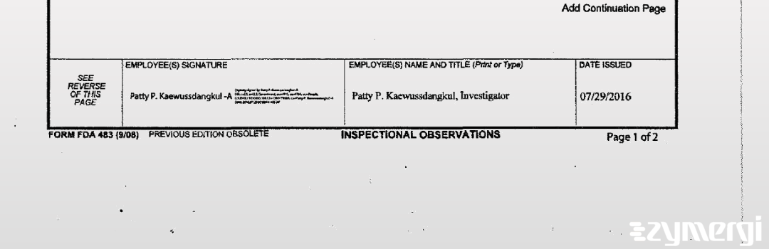 Patty P. Kaewussdangkul FDA Investigator 