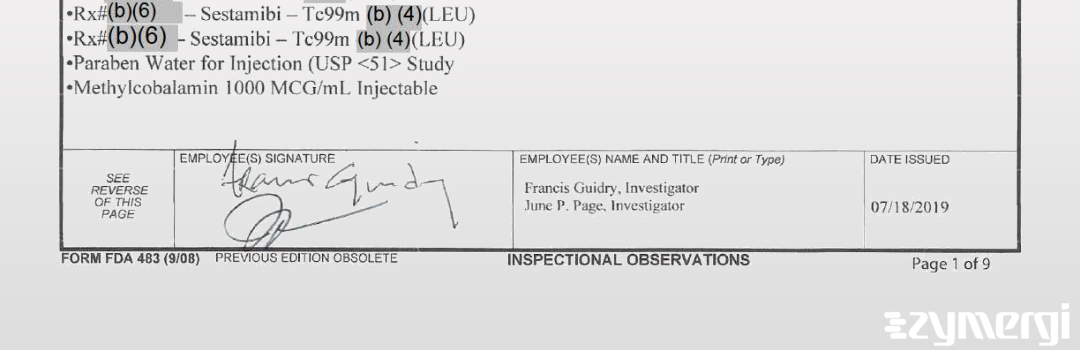 June P. Page FDA Investigator Francis A. Guidry FDA Investigator 