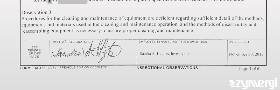 Sandra A. Hughes FDA Investigator 