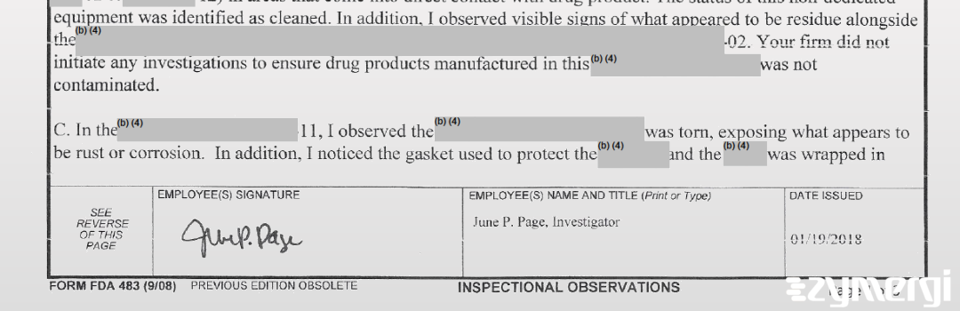 June P. Page FDA Investigator 