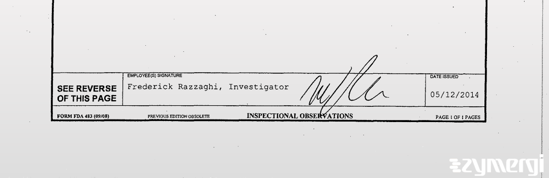 Frederick Razzaghi FDA Investigator