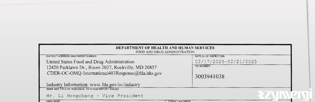 FDANews 483 Shouguang Fukang Pharmaceutical Co., Ltd. Feb 21 2025 top