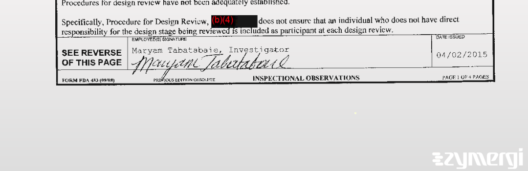Maryam Tabatabaie FDA Investigator 